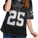 SOLY HUX Girl's Summer Jersey Shirts V Neck Short Sleeve Graphic Tees Oversized T-Shirt Tops (Black)