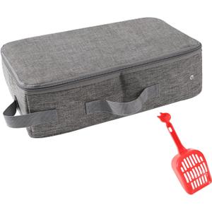 Portable Litter Box with Lid, Waterproof, Collapsible Cat Litter Box with Zipped Lid and Handle, Great for Travel Hotel Stays and Road Trip, Large