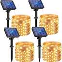 4 Pack Solar String Lights Outdoor - 320LED 132FT Solar Fairy Lights Waterproof 8 Modes, Copper Wire Solar Powered Twinkle Lights for Outside Tree Garden Christmas Wedding Party Decor (Warm White)
