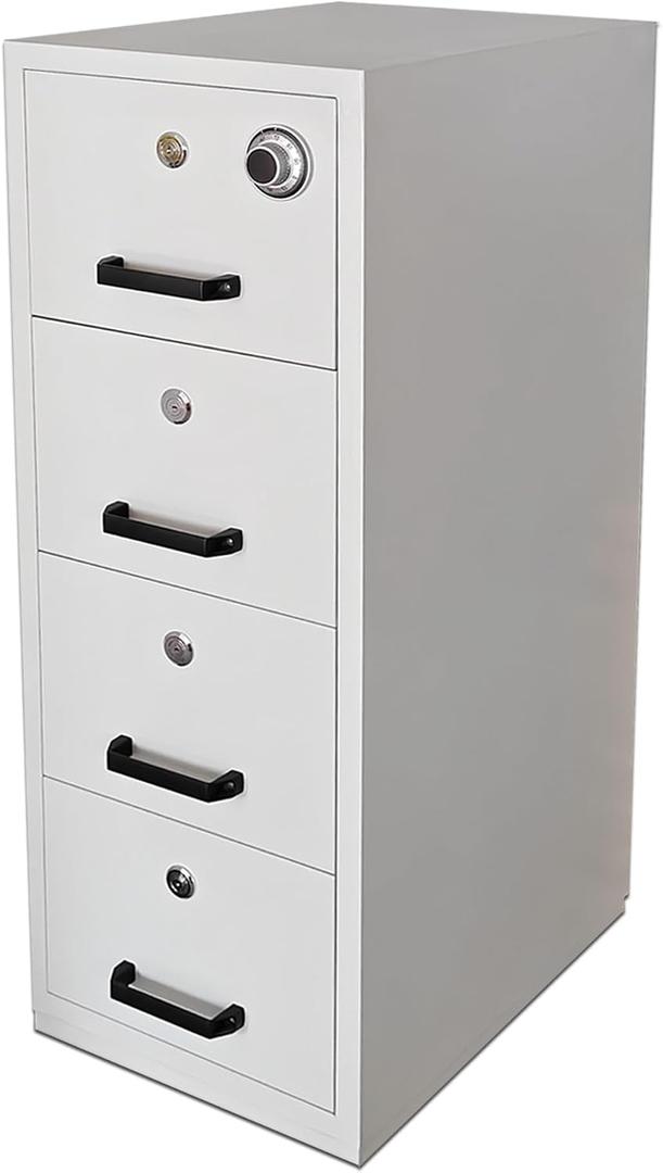 FireProof File Filing Cabinet 4-Drawer Vertical Fire Safe Box, White