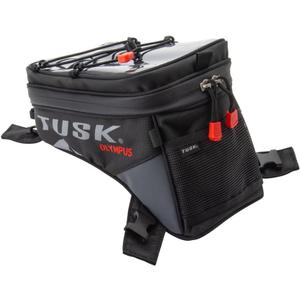 TUSK Olympus Small Tank Bag 4.5L, YKK Zippers, Clear Map/Phone Pocket & Cable Port, Rain Cover, Reflective Logos  Universal Mount for Adventure & Dual Sport Bikes (Black/Grey)