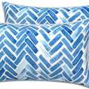 LVTXIII 2 Pack Outdoor Lumbar Pillow Covers 12x20 Inch with Piping, Water-Repellent Back Cushion Covers ONLY for Patio Furniture, Sofa, Garden Bench, Blue Bricks