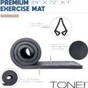 Tone Fitness 1-Inch Thick Yoga Mat | High-Density, Non-slip Exercise Mat with Carrying Strap for Yoga, Pilates, & Home Gym Workouts | Multiple Options, 72.05"L x 24.02"W x 0.98"Th