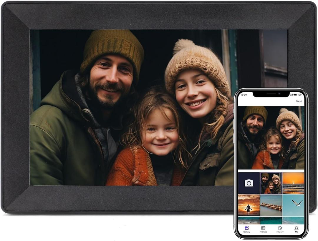10.1inch Uhale Digital Picture Frame WiFi Slideshow Digital Photo Frame, 1280800IPS HD Touch Screen Picture Frame16GBAutomatic Rotation,Send Photos and Videos via Uhale APP Anywhere Best Gift (Light black)