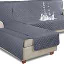 KinCam 100% Waterproof Sectional Couch Covers, Reversible L Shaped Sofa Covers 3pcs Sofa Slipcovers for Sectional Chaise Slipcover for Pets Kids (XLarge, Dark Gray)
