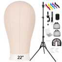 63In Wig Stand Tripod with 22In Head, Canvas Wig Head Stand with Mannequin Head for Wigs Manikin Head Block Set for Wigs Making Display