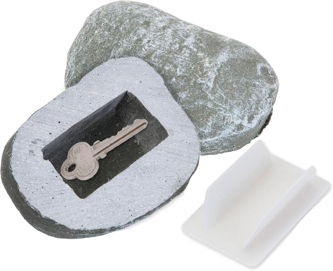 Bits and Pieces - Hide-A-Key Stone Safe Gadget - Fake Rock Spare Key Hider - Weather Resistant Yard Decorations - Decorative Garden Stones