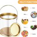 12 Pack Paint Cans Clear Plastic Paint Cans 3 x 3 Inches Mini Empty Bucket with Lids Small Transparent Paint Containers for Art Crafts Candy DIY Projects Christmas Party Favor Decor (Gold)