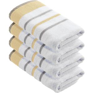 Great Bay Home Decorative Hand Towel Set - Cotton 4 Pack 26x16 Hand Towel Set - Durable Towels for Bathroom Decor (Gold/Grey)