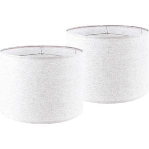 Burlap Lamp Shades Set of 2 Large Durm Lamp Shade 16" Top x 16" Bottom x 12" High (SpiderModern Lampshade for Table and Bedside Lamp - By PAPAYA