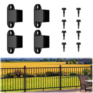 4 Pack Aluminum Deck Railing Brackets, Fixed Rail-to-Post Connectors, Textured Black AAMA 2604 Powder-Coated Finish, for Deck & Porch