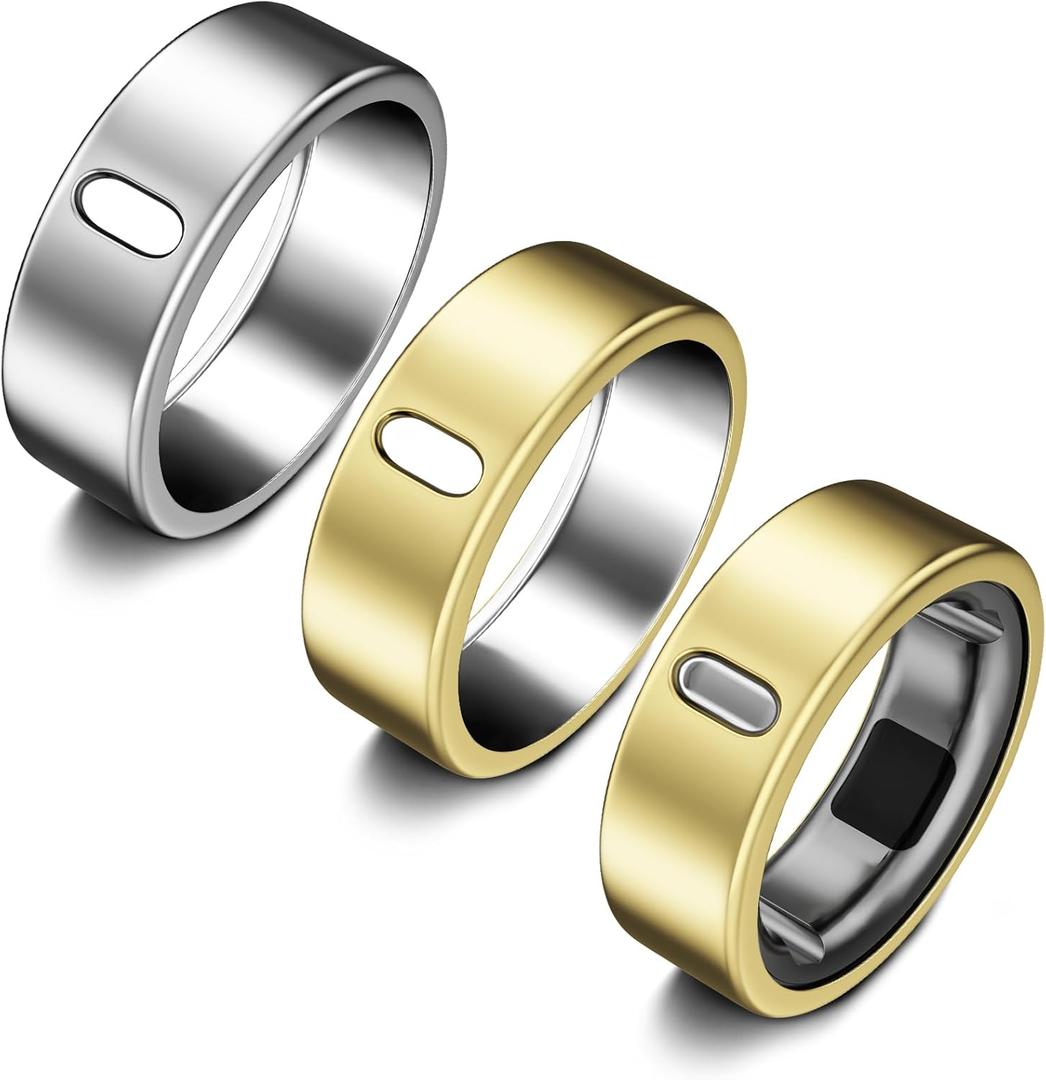 3 Pack Cover Compatible with Oura Ring Gen 4/Oura Ring Gen 3 Horizon/Heritage, Support Charging with Cover on, Anti-Scratch TPU Protector for Men Women (Size 7, Gold*2+Silver)