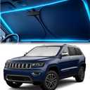 Windshield Sun Shade for Jeep Grand Cherokee 2011-2026 Custom Fit Sun Shield with Mirror CutOut, Blocks Heat & UV, Foldable with Storage Pouch - Jeep Grand Cherokee Windshield Sunshade