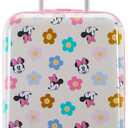 American Tourister Minnie Mouse Carry-On Luggage - Airline Approved, Durable Hardshell with Vibrant Minnie Mouse Design - Roll Confidentially with Spinner Wheels & Colorful Adjustable Handle, Carry-On 18-Inch