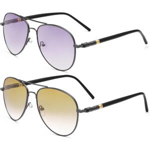 PEEPAI 2 Pack Bifocal Reading Glasses Sunglasses Spring Hinge UV Protection Sun Readers Computer Anti Blue Light Eyewear for Men Women 2.0