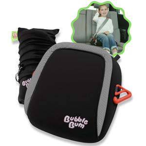 BubbleBum Inflatable Booster Car Seat – Foldable, Lightweight, Backless Travel Booster Seat for Kids, Portable Carseat for Toddler, Fits 3 Across, Compact for Uber Ages 4-11 Year Old, Black