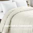 puredown Blankets Queen Size - Soft Lightweight Down Blanket for Bed, Cozy Warm Luxury Bed Blanket with Satin Trim, Ivory (90"X90"), Full/Queen