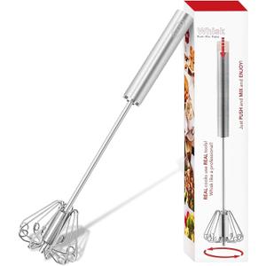 2 x Qukaka Hand mixer egg beater,stainless steel semi automatic whisk,egg spinner,wisking tool,whipped cream dispenser,easy whisks for cooking,Beating&Stirring(12in)