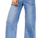 EVALESS Wide Leg Jeans for Women Trendy High Waisted Stretchy Baggy Denim Pants (6, Light Blue)