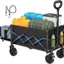 Foldable 4-Wheel Portable Cart with Large Capacity Basket | Heavy Duty Utility Wagon for Camping, Grocery Shopping, Outdoor Picnic, Travel & Storage