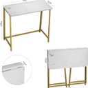 WOHOMO White Faux Marble Folding Desk, 31.5" Small Desk for Small Spaces with Gold Legs, Easy Assemble Foldable Computer Desk, Mini Portable Working Table for Home Office, White and Gold, Small Size:31.5 x 15.7