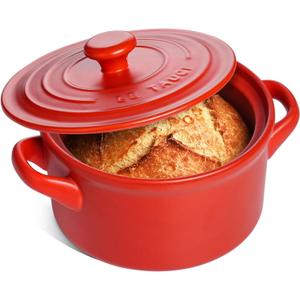LE TAUCI 3 Quart Ceramic Dutch Oven - Lightweight, Non-Toxic, No Seasoning Needed- Oven, Microwave & Dishwasher Safe, Dutch Oven Pot with Lid for Sourdough, Soup & Stew, Chili Red