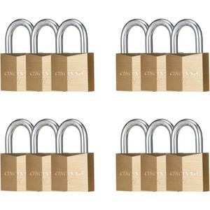 Locks with Keys,12 Pack Brass Keyed Alike Weatherproof Padlocks for Outdoor