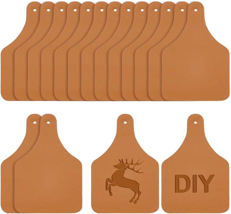 OLYCRAFT 40Pcs 2.9x1.9 Inch Leather Cow Ear Tag - PU Leather Tags With Hole - Blank Farmhouse Hanging Labels for DIY Jeans, Bags, Shoes, Hat Accessories (Peru)