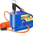 Motorcycle Alarm Disc Brake Lock, Motorcycle Locks Anti Theft Security Wheel Disc Lock Waterproof 110dB Alarm Sound with 5ft Reminder Cable Keys and Carry Pouch for Motorbike Bike Scooter (Blue)