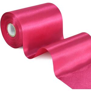 TONIFUL 4 Inch x 22 Yards Wide Hot Pink Satin Ribbon Solid Fabric Large Ribbon for Cutting Ceremony Kit Grand Opening Chair Sash Table Hair Car Bows Sewing Craft Gift Wrapping Wedding Party Decoration