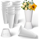 15.5 Inch White Flower Buckets for Cut Flowers with Base, Multi-Purpose Plastic Vase for Flower Display Stand Florist Supplies, Home Wedding Decoration