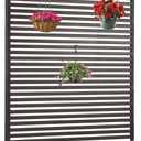 OTOSUNNY Metal Outdoor Privacy Screen with Stand, 4 ft W x 6 ft H PE-Coating Steel Pipes and Slats Panels, Decoative Privacy Screen Fence Panels Freestanding for Outside Patio Garden Backyard, Brown