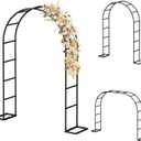 HEOMU Garden Arch Trellis, Metal Garden Arbor with Base, 5.3'W x 7.6'H or 7.9'W x 6.3'H, Assemble Freely 2 Sizes, Arch Trellis for Climbing Plants Outdoor Wedding Bridal Party Decoration, Black