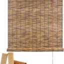 Glimer Reed Roll Up Blinds for Windows, Natural Reed Bamboo Shades for Indoor & Outdoor Use, Light Filtering Privacy Window Covering for Patio, Porch, Balcony