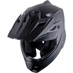 1Storm Adult Motocross Helmet BMX MX ATV Dirt Bike Four Wheeler Quad Motorcycle Full Face Helmet Racing Style: HF801 Matt Black (Medium)