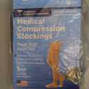 Amazon Basic Care Medical Compression Stockings, 20-30 mmHg Support, Women & Men Thigh Length Hose, Open Toe, Beige, Medium (Previously NuVein)
