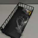 ORLESS Ironing Board Hanger Metal Wall Mount Iron and Ironing Board Holder, Laundry Room Decor and Storage with Large Storage Black Wooden Base Basket