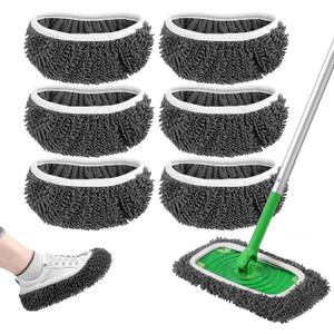 Reusable Wet Pads Refill for Swiffer Sweeper Mop - Dry Sweeping Cloths & Wet Mopping Cloths for Household Cleaning - Washable Microfiber Mop Pads, 6 Pack (Mop is not Included)