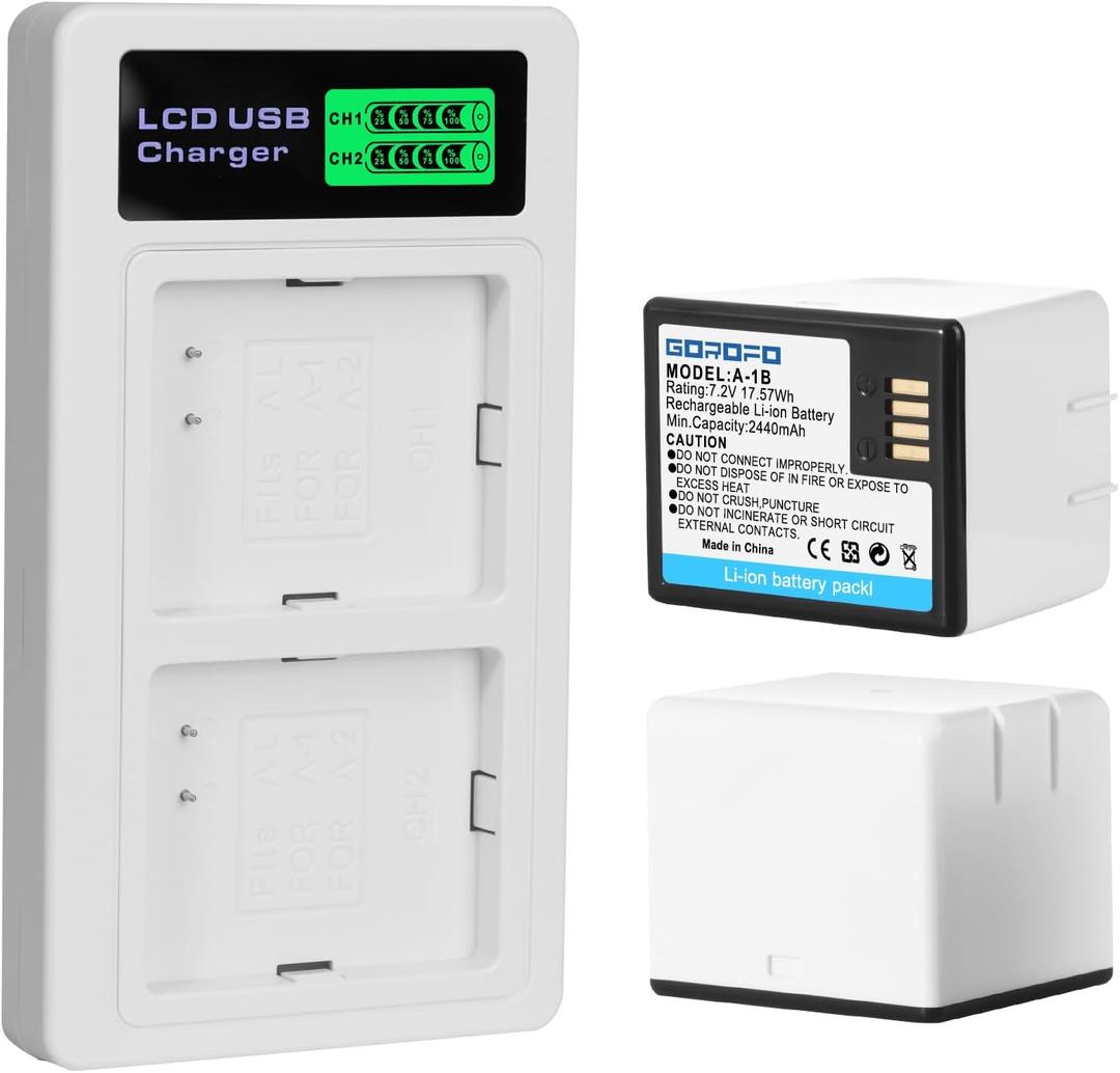 of Arlo A-1 A-1B A-1C Rechargeable Battery, for Arlo Pro, Pro 2,VMC4030 VMC4030P VMS4230 VMS4430 VMS4530 VMS4430P VMS4530P-100NAR VMA4400 Security Camera (2 Batteries+Charger)