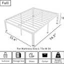 ROIL 18 Inch White Full Size Bed Frame with Rounded Corner and Headboard Hole Mattress Retainers 3500LBS Heavy Duty Steel Slats No Box Spring Needed Platform Noise-Free Easy Assembly