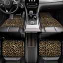 Generic Car Foot Mat Sparkling Leopard Non-Slip Carpet Mats for Cars & Trucks,Decorative Front & Rear Vehicle Foot Rugs,4-Piece Car Floor Mat Set (Leopard)