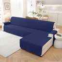 CYCMACO 100% Waterproof Large Sectional Couch Covers for Dogs, Reversible L Shaped Couch Cover, Sofa Covers Washable Sectional, Sectional Cover for Pets Kids (X-Large, Navy Blue)