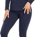 wirarpa Women's Cotton Thermal Underwear Set Lightweight Long Johns Base Layer Pajama Set for Women Top Bottom (Large, Navy Blue)