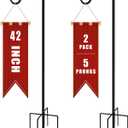 Shepherds Hooks for Outdoor 42 Inch Garden Bird Feeder Pole with 5 Prongs Base Adjustable for Hanging Flower Basket Plant Pot Solar Lantern Light Wind Chime Hanger for Wedding Decor 2 Pack