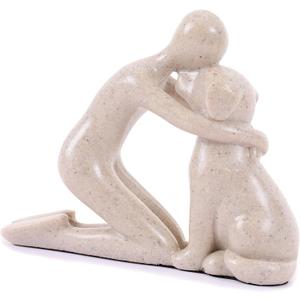 Dog Dad Gifts for Men, Cute Figurines Statue,Unique Mini Shelf Decor for The Home,Room,Bathroom,Office,Lovely Decorations for Dogs Lover (Beige)