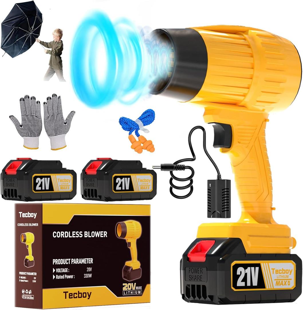 Hand Held Leaf Blower Cordless with Batterys and Charger 990,000 RPM Small Portable Mini Turbo Jet Blower for Makita 18V Battery Electric Powered Lawn Car Yard Snow Patio Dust Tool(2 Battery)
