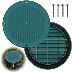 12" Heavy Duty Cover Lid for Corrugated Pipe HDPE Septic Tank Lid Cover, UV Resistant, Skid Proof Surface, Airtight Foam Gasket Included, with Security Screws, Green