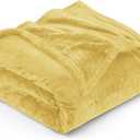 Utopia Bedding Fleece Blanket Queen Size Yellow 300GSM Luxury Fuzzy Soft Anti-Static Microfiber Bed Blanket (90x90 Inches)