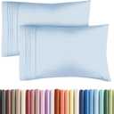 Queen Pillow Cases Set of 4 - Ultra Soft Hotel Quality Pillowcase Covers - Comfy, Cozy & Wrinkle Free - Shrinkage, Stain & Fade Resistant - Machine Washable Pillow Protectors - 4 Piece Set - Sky Blue &  Blue Stripes, Pack of 4