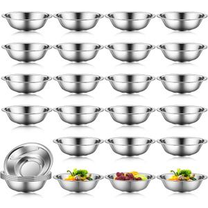 Tioncy 30 Pack Small Mixing Bowls, 3/4 Quart Stainless Steel Prep Bowl for Sauces, Snacks, Side Salads, 6.3 Inch Cooking Baking Bowls Set with Flat Base, Dishwasher Safe